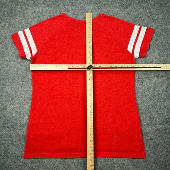 Washington Nationals Shirt Women Medium Red V Neck Short Sleeve Tee MLB Baseball - Picture 8 of 12